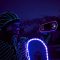 Snowboarders in LED suits